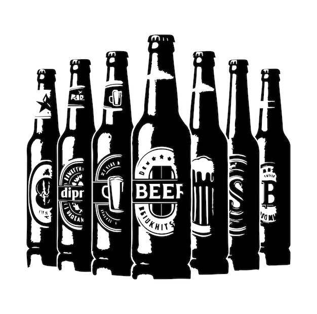 Vector beer bottle vector art illustrations silhouette