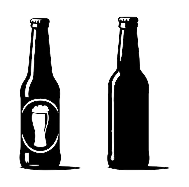 Vector beer bottle vector art illustrations silhouette