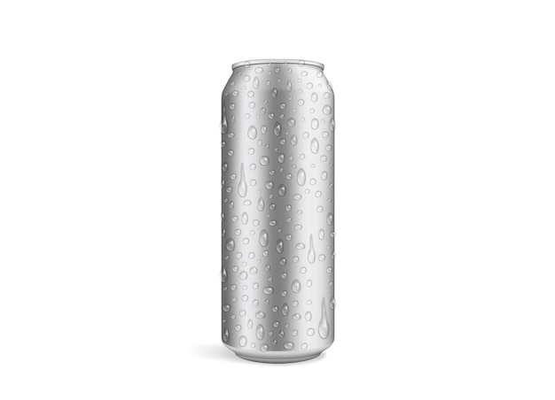 beer can with drops isolated