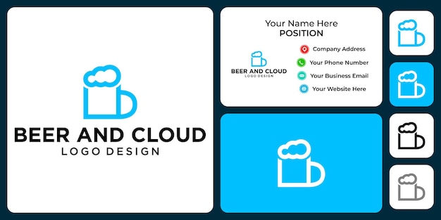 Beer and cloud logo design with business card template