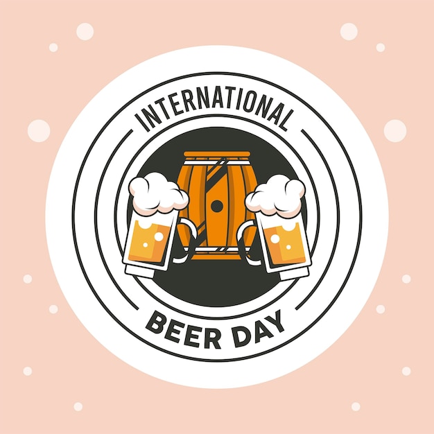 Beer day emblem with barrel