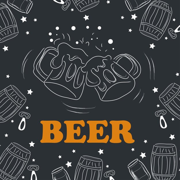 Vector beer doodle background perfect for your wall cafe