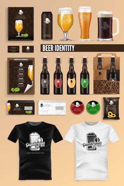 Vector beer drink identity brand mockup set vector.