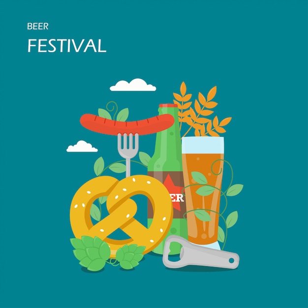 Beer festival  flat style design illustration