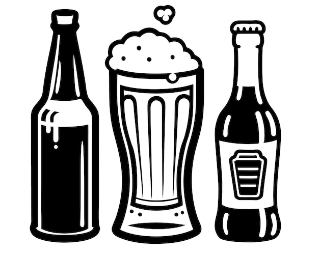 Vector beer glass bottle vector beer glass icon symbol beer vector illustration