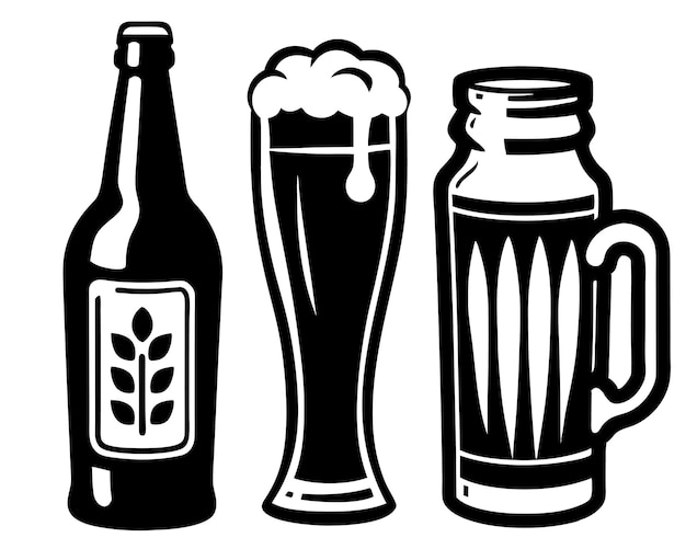 Vector beer glass bottle vector beer glass icon symbol beer vector illustration