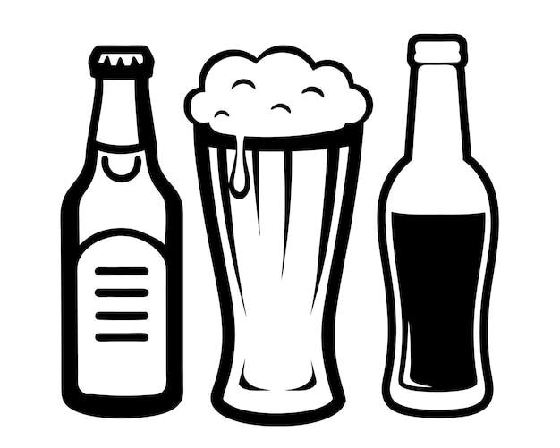 Vector beer glass bottle vector beer glass icon symbol beer vector illustration