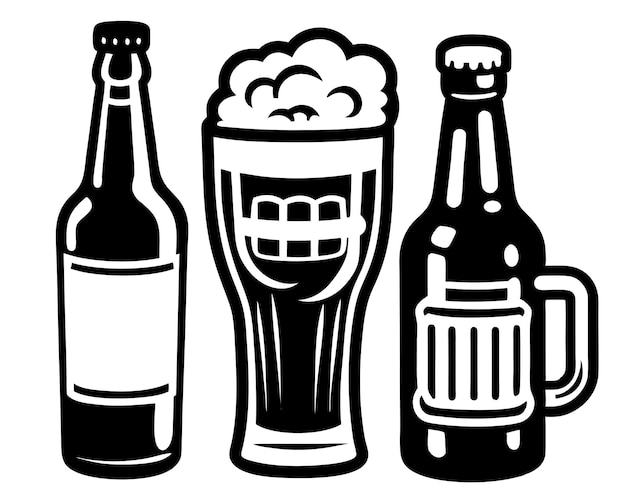 Vector beer glass bottle vector beer glass icon symbol beer vector illustration