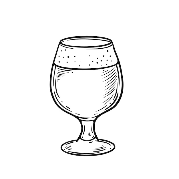 Beer glass engraving style outline sketch art.