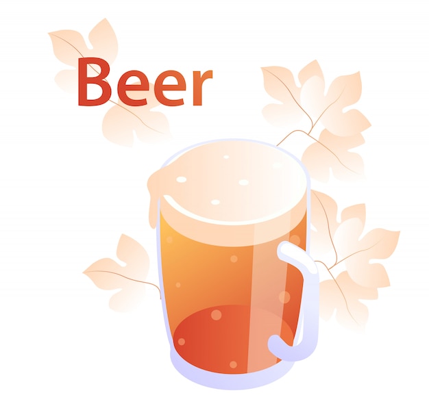 Beer glass in isometric perspective.