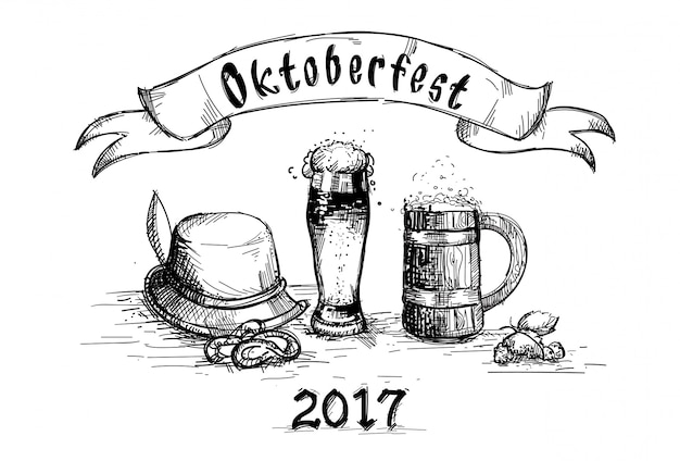 Beer Glass Sketch Mug Oktoberfest Festival