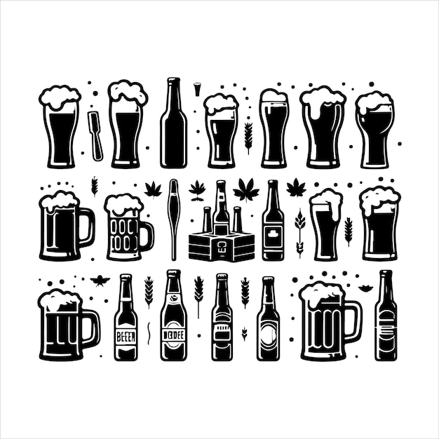 Vector beer glass vector art vintage beer festival silhouette for oktoberfest