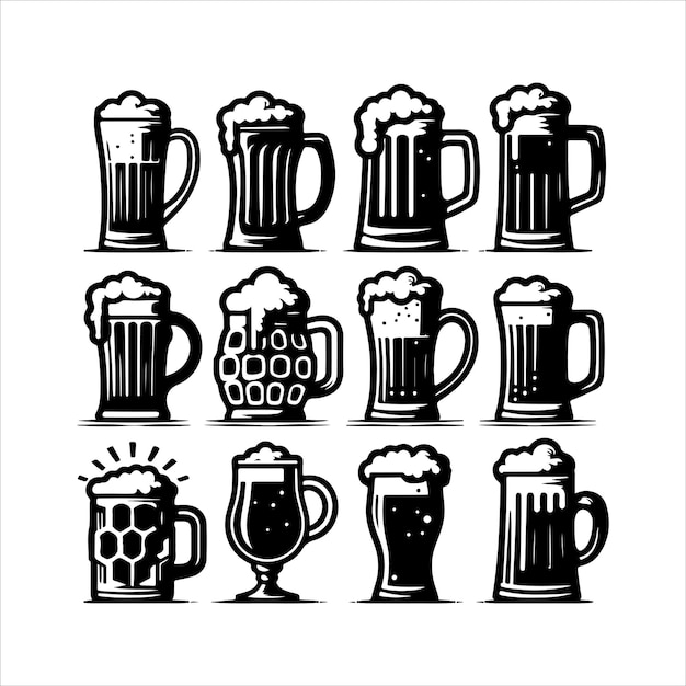 Vector beer glass vector art vintage beer festival silhouette for oktoberfest