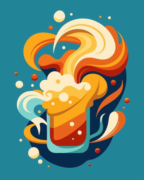 Vector beer glass with splash vector illustration for t shirt design