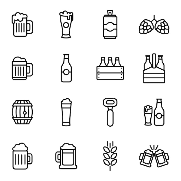 Beer icon pack, outline icon stlye