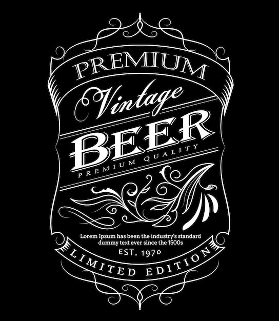 Beer label western hand drawn frame blackboard typography