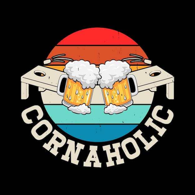 Beer Lover Funny Cornhole Player Retro Vintage Cornhole Tshirt Design