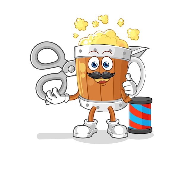 Beer mug barber cartoon cartoon mascot vector