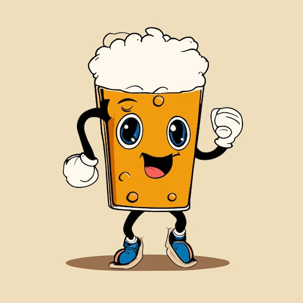 Beer mug hand drawn flat stylish cartoon sticker icon concept isolated illustration