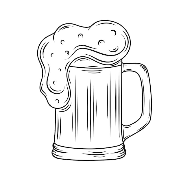 Beer mug sketch style vector illustration Old engraving imitation Beer cup hand drawn sketch