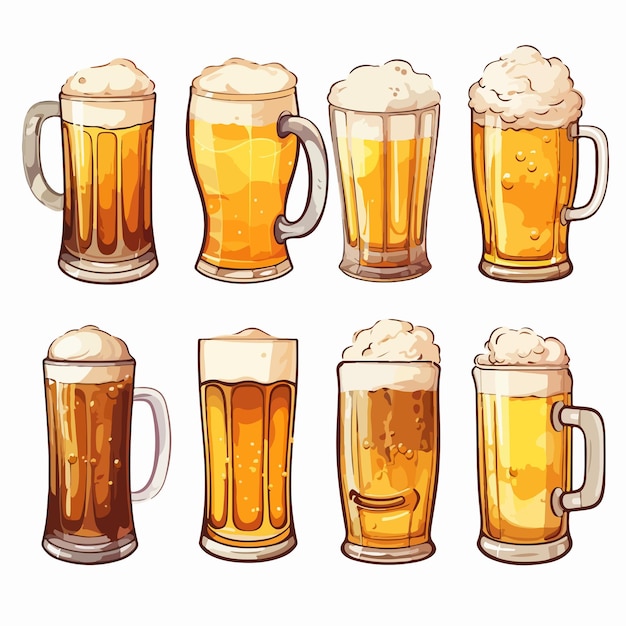 Vector beer mugs on white background vector illustration