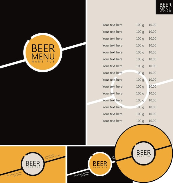 Beer pub menu set