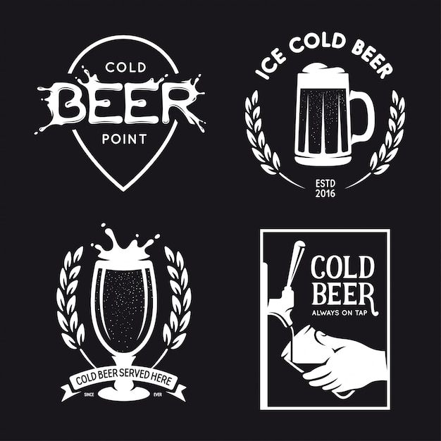 Beer related typography set. Vector vintage lettering illustration.