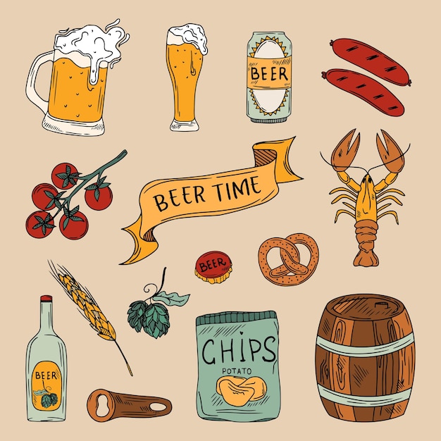 beer vector sketch illustration for design decoration product packages and interior line art