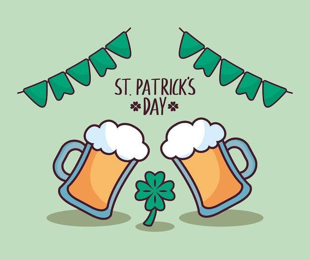 Beers with clover of st patrick day