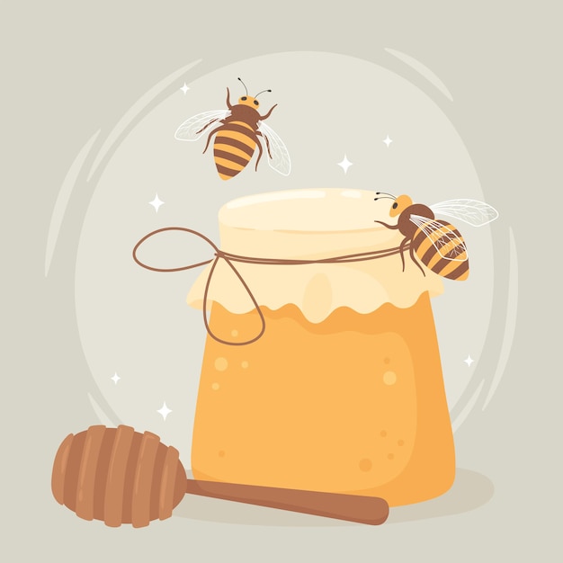 Bees and jar honey