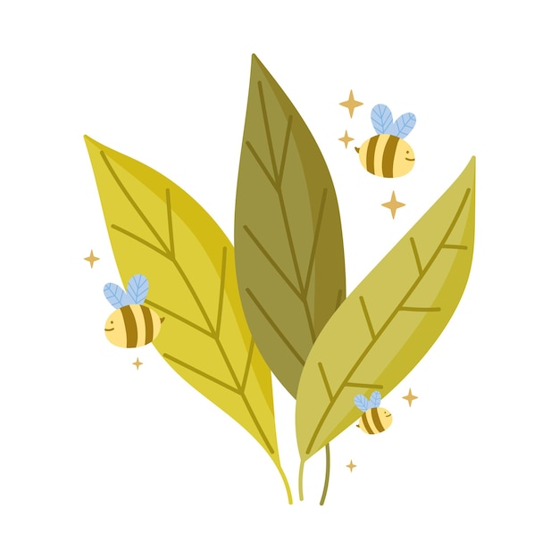 bees leaves spring isolated icon