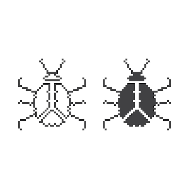 Beetle bug insect pest Pixel art 8 bit vector icon illustration