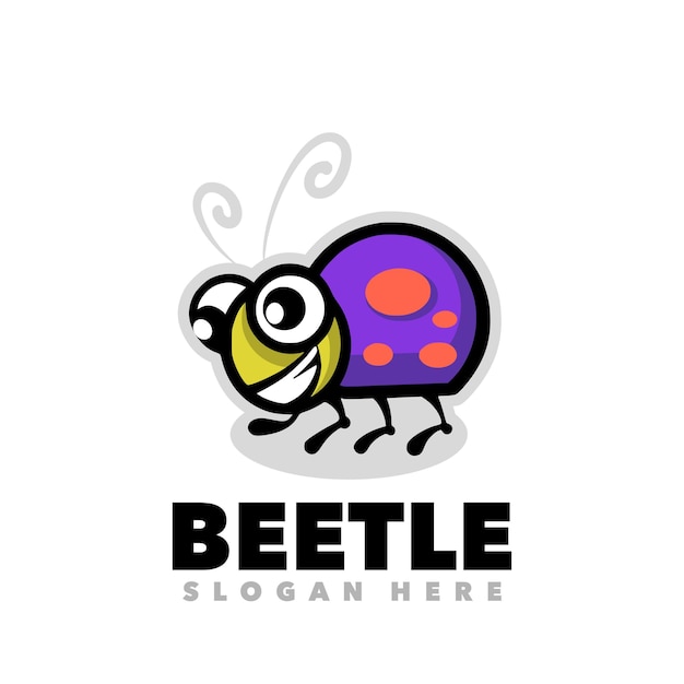 Beetle cute mascot cartoon logo