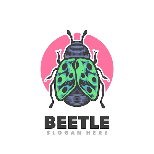 Beetle illustration logo design template