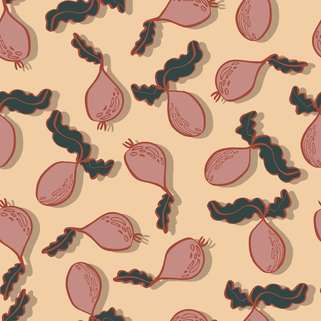 Beetroot vegetable vector seamless pattern