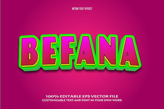 Befana editable text effect 3 dimension emboss comic style