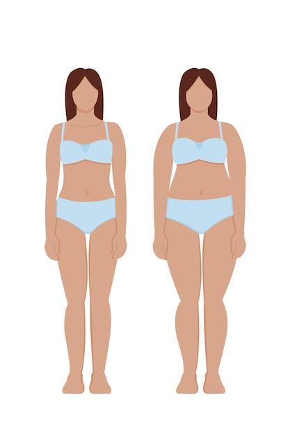 before and after weight gain and weight loss thin and fat woman