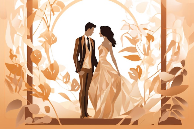 Beige Background Decorative Wedding Card