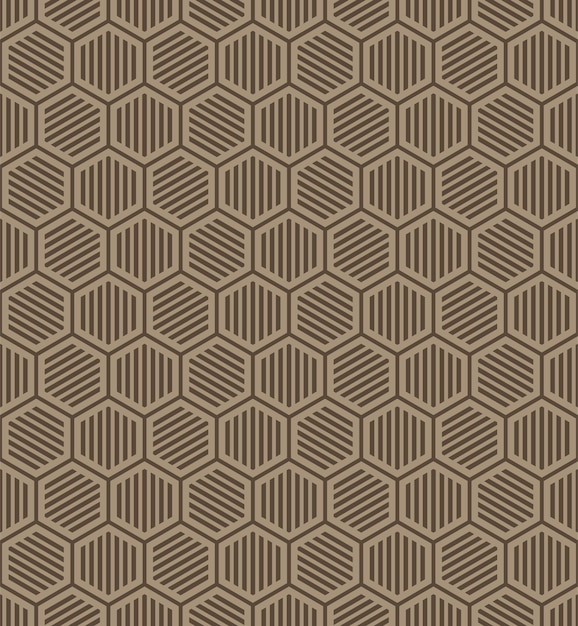 BEIGE VECTOR SEAMLESS BACKGROUND WITH BROWN HEXAGONS