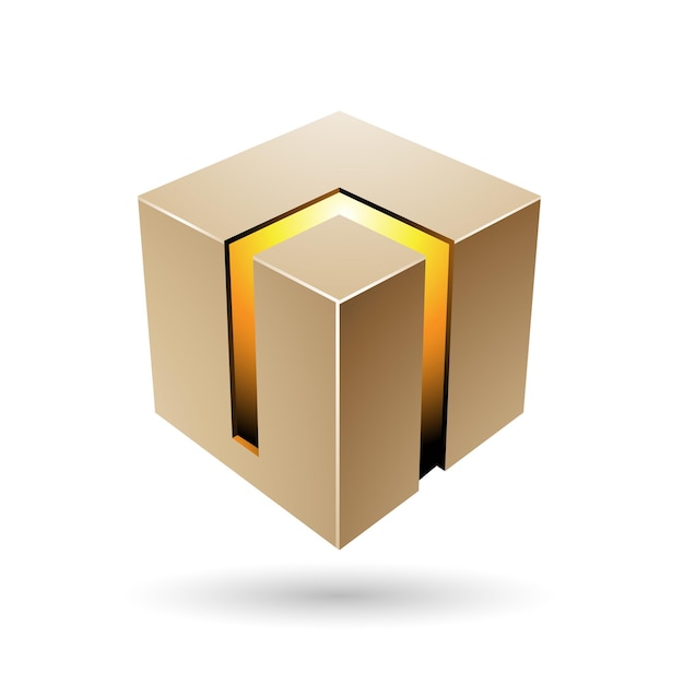 Vector beige and yellow 3d bold cube