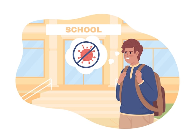 Vector being happy going back to school 2d vector isolated illustration