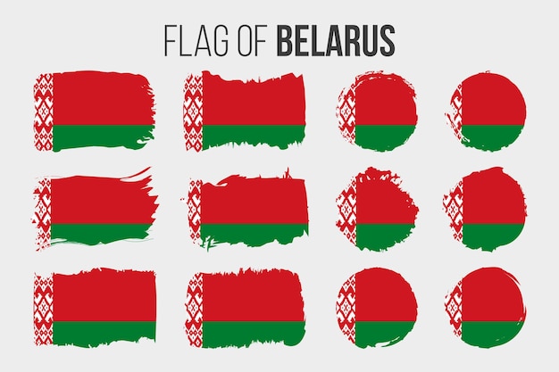 Vector belarus flag illustration brush stroke and grunge flags of belarus isolated on white