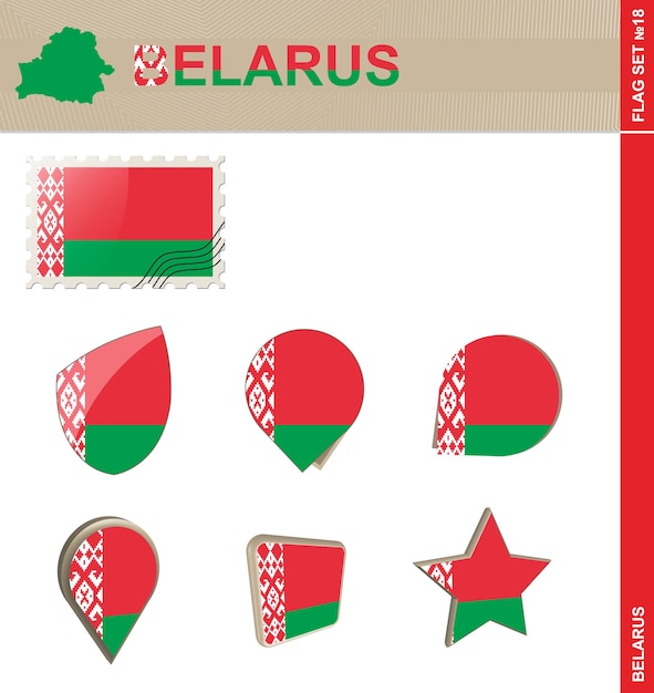 Belarus Flag Set Flag Set 18 Vector