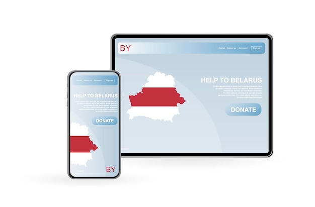 Belarus Help Website Concept Donations to Belarus Flag of Belarus