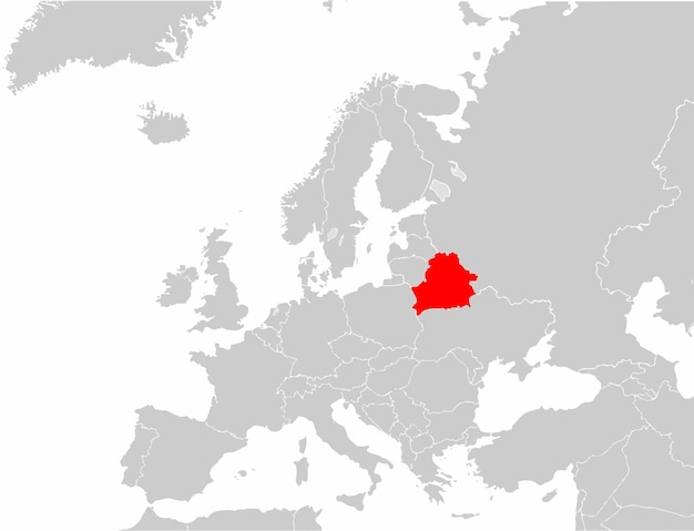 Belarus highlighted on european map Belarusian state marked on political europe map