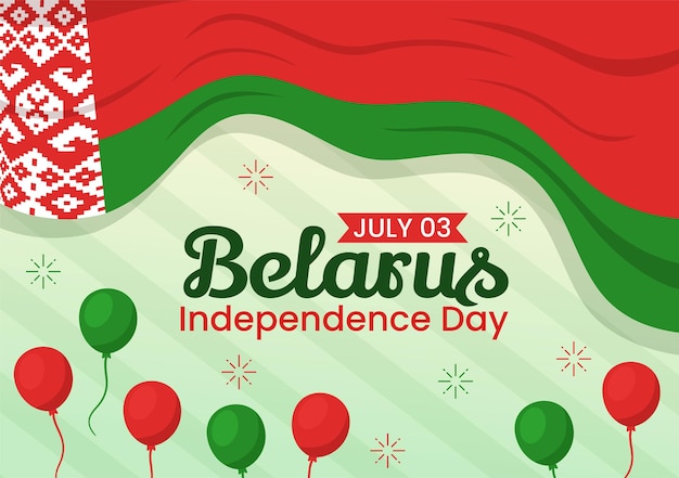 Belarus Independence Day Vector Illustration on 3 July with Waving Flag in National Holiday