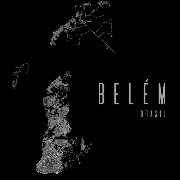 Belem city vector map poster Brazil municipality square linear street map administrative municipal area