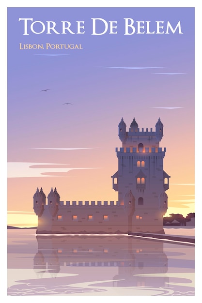 Belem tower time to travel quality vector poster