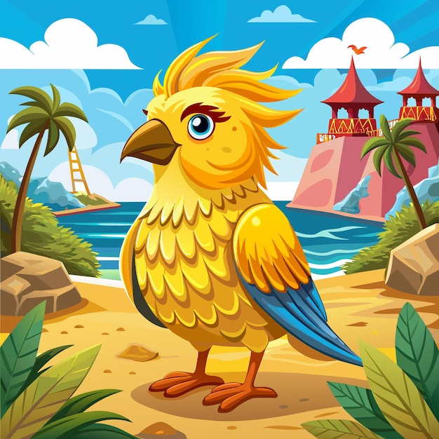 Belgian Canary bird indignant stands sea vector