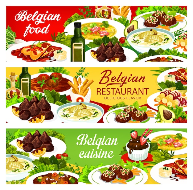 Belgian food cuisine menu dish restaurant banners